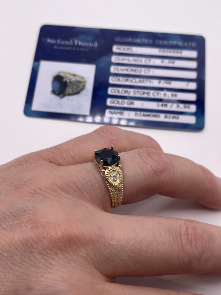 Inel aur 14k cu safir mărimea 10