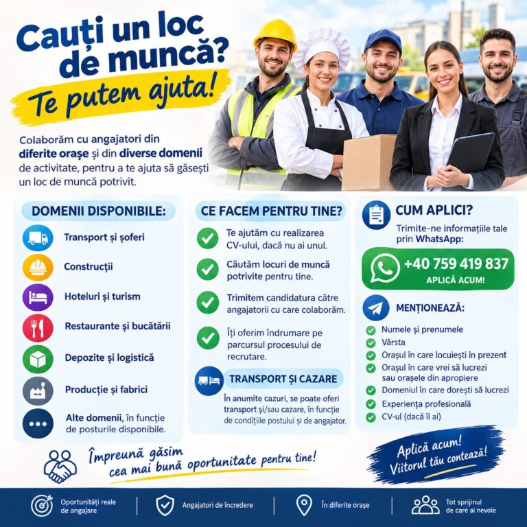 Cauți un loc de muncă? Te ajutăm noi!